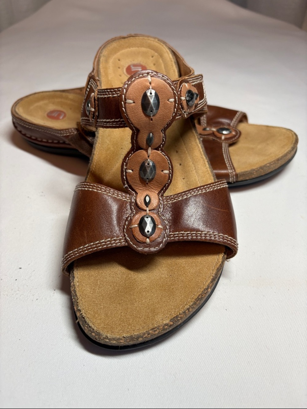 Unstructured by Clark’s Brown Leather Velcro Sandal Slide Size 9.5